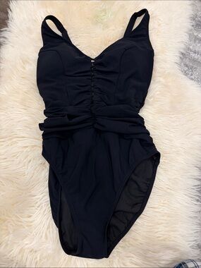 Profile By Gottex Black Ruched One-Piece Swim Suit